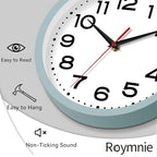 Wall Clock Silent Non-Ticking Modern Clock Battery Operated 8 Inch Small Classic Analog Decorative for Kitchen, Bathroom, Office, Bedroom, Home(Blue Gray)