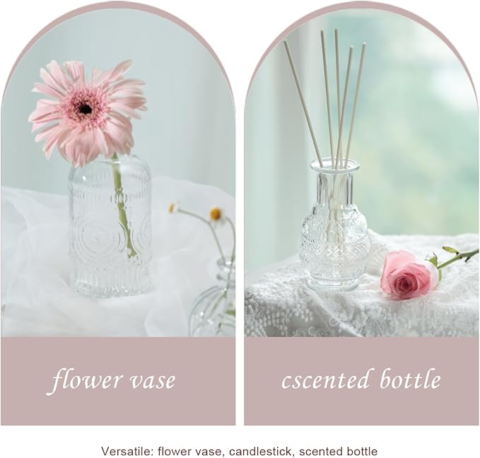 Bud Vases Set of 12,Glass Bud Vases in Bulk,Small Flower Vases for Centerpieces,Mini Vintage Vase for Wedding, Home Table Decor,Christmas,Party Decoration,Clear