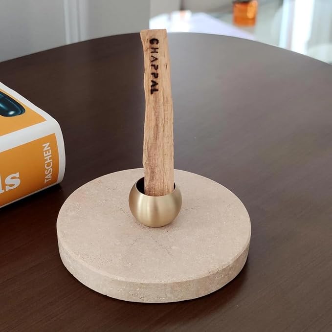 Travertine Palo Santo Holder – Natural Stone Incense Burner for Meditation, Cleansing & Home Décor – Minimalist Palo Santo Tray – Handmade Spiritual Gift