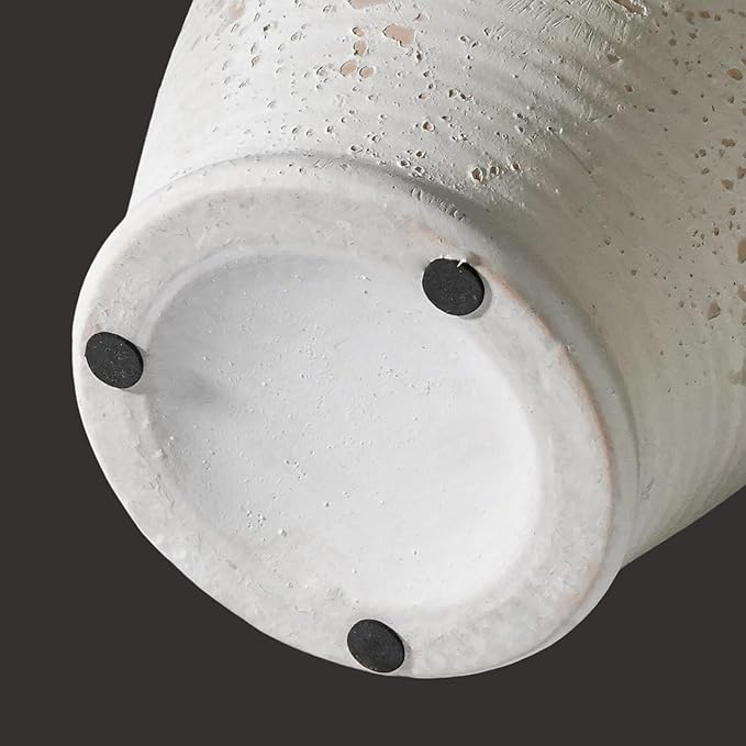 Sunddo Rustic Ceramic Flower Vase with 2 Handles, Textured Farmhouse Vase, White Modern Decorative Vases, Living Room, Shelf, Mantle, Entryway, Fireplace Decor