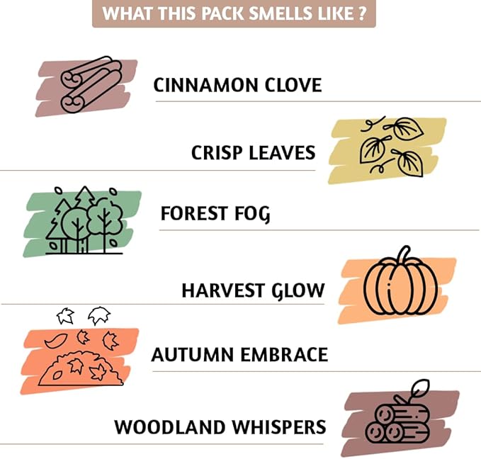 Folkulture Incense Sticks with Incense Holder | Set of 6 (120) Fall Insence-Sticks with 45 Min Burn Time | Cinnamon, Pumpkin Incense | Organic Fall Scents for Home | Fall Essentials for Meditation