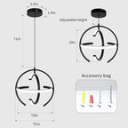 Black Modern LED Chandeliers, Dimmable Globe Pendant Lights Fixture, 13" Metal Adjustable Hanging Lamps are Suitable for Kitchen lsland, Dining Room Bedroom Foyer Hallway Stairway
