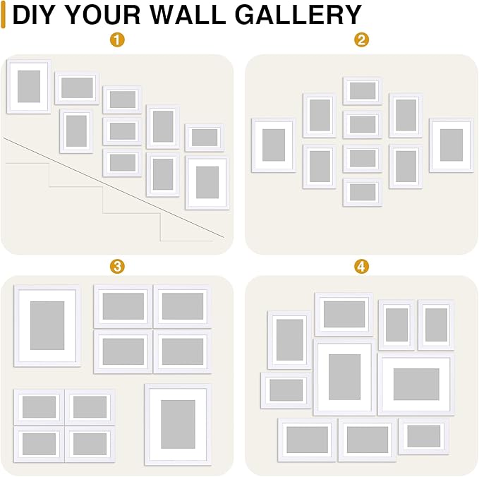 decorUhome Picture Frames Collage Wall Decor for Photo Gallery Display, Assorted Picture Frames set of 10 Including Two 8x10 / Four 5x7 / Four 4x6 for Family Wall Decor, White, 10 Pack