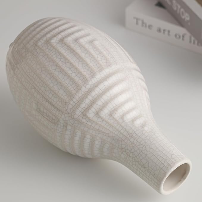 hjn hjn White Vase -Ceramic Vase for Home Decor, Modern Decor Vases for Living Room/Bookshelf/Mantel/Home Decor Accents - 9.4" H