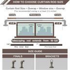 Industrial Curtain Rods for Windows 18 to 120 Inches Adjustable Length, 1 Inch Diameter, with Aluminium Finials (Antique Silver, 18” to 120”)