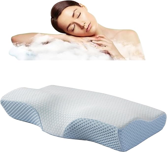 Cervical Neck Pillow - Ergonomic Neck Support Pillow for Neck & Shoulder Pain Relief - Back,Stomach Sleepers,Cervical Anti Snore Pillows,Memory Foam Pillows (Ice Silk Pillowcase-The Coolest)