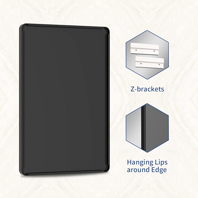 WEER Black Bathroom Mirror 72x36 Inch, Black Metal Framed Mirror for Wall, Large Rounded Rectangle Matte Black Vanity Mirror Farmhouse, Anti-Rust, Tempered Glass, Hangs Horizontally or Vertically