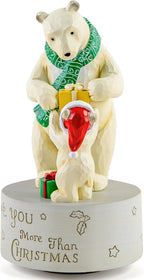 AIDLNS Christmas Polar Bear I Love You More Than Christmas-Theme Music Box, Handmade Sculpture Figurines Musical, Plays Silent Night Tune, Heartwarming Holiday Decoration for Family