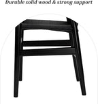 Wishbone Chair Natural Solid Wood Dining Chair/Hans Vegner Y Chair Rattan and Wood Accent Armrest Chairs Set of 4 (Ash Wood - Black)