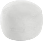 MeMoreCool Round Stuffed Pouf Ottoman Foot Rest, Floor Pouf Foot Stool with Soft Foam Chunk Filling, Small Round Ottoman Footstool Circle Footrest for Living Room, Off-White