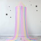 Comtelek Mosquito Net Bed Canopy for Girls,Rainbow Canopy Bed Curtains Full Queen Size from Ceiling,Dome Mosquito Netting Bed Tent Twin Girls Princess Canopy King Bed Decor