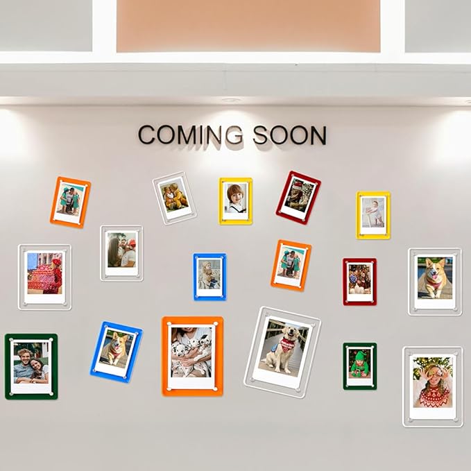 4x6 Picture Frames, Acrylic Fridge Magnetic Photo Frames Transparency Double Sided Picture Display for Refrigerator/Locker/Wall, Colorful 6 Pack