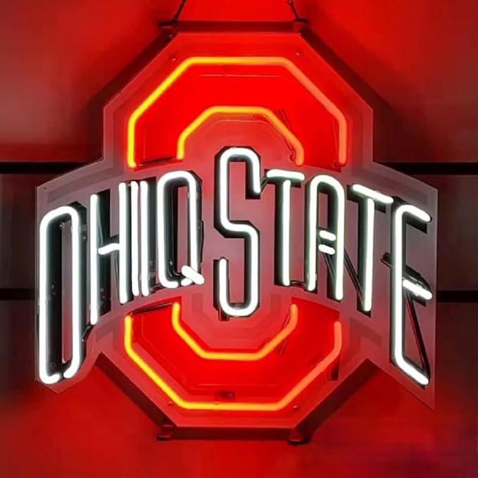 Handmade Real Glass Neon Light Compatible For Ohio State Neon Tube Beer 24 X 20 Inches Neon Signs Bar Man Cave Pub Store Restaurant Wall Decor Birthday Party Gifts