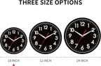 AKCISOT Wall ClockModern Black Silent Non Ticking Wall Clocks Battery Operated 10 Inch,Small Analog Classic Clock Decorative for Bedroom, Kitchen, Home Office, Bathroom, School, Living Room
