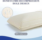 100% Talalay Latex Pillow, Extra Soft Queen Size Latex Pillow for Sleeping, Bed Pillow for Back, Side and Stomach Sleepers, Helps Relieve Shoulder and Neck Pain [Breathability][High Elasticity]