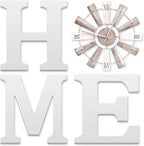 ZAZIWZ Farmhouse Home Signs with Windmill Clock Wall Decor Rustic Home Letters Wall Art for Living Room Kitchen Entryway Dining Room Bedroom (white)