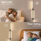 53.2 Inch Wall Lights, 360°Rotatable Wall Sconce, 3 Color Temperatures, Plug-in Dimmable Wall lamp for Bedroom, Living Room（2 Pack）