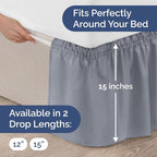 Wrap Around Dust Ruffle Bed Skirt - Steel Blue - Twin/Twin XL Size Beds w/ 15 Inch Drop - Easy Fit Elastic Strap- Adjustable Pleated Bedskirt w/Brushed Fabric - Wrinkle Free, Women, Men, Kids & Teens