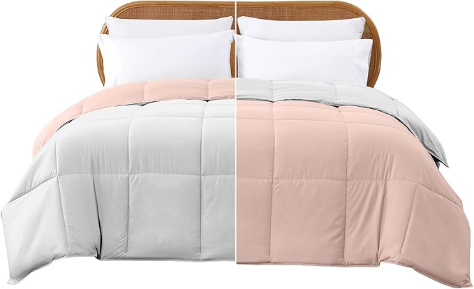 Modern Threads Down Alternative Reversible Comforter Blush/White Queen