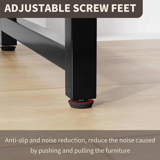 PayLessHere | 47 Inch Computer Desk | Brown | Office Desk with Metal Frame, Adjustable Feet | Water-Resistant, Scratchproof Surface | Sturdy Writing Table for Home Office or Study | Pack of 2