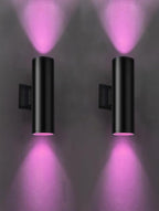 rosykite RF Remote Control RGB Colour Changing Lighting LED Double Up and Down Outdoor Wall Light,White Temperature 2700k- 6500k RGB+CCT Exterior Wall Lighting (2 Pack)