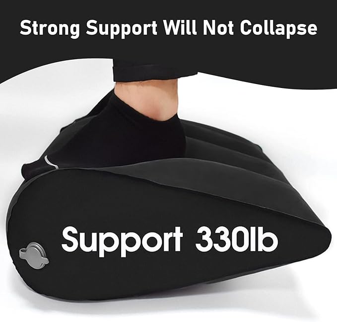 Positioning Wedge Leg Elevation Pillow-Neck Pillows for Pain Relief Deep Sleep Bed Cushion Body Pillow-Knee Pillow Lumbar Support Pillow for Back Sleeper,Fast Inflating Deflation(Black)