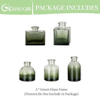 Glasseam Green Glass Bud Vase: Mini Small Vases for Centerpieces Cute Flower Vase Set of 5 Tiny Vases for Flowers Decorative Centerpiece Decor Table Wedding Party Dining Room Decoration