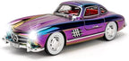 1/24 300SL Diecast Car Model Toy, Collectible 300SL Vintage Car with Sound and Light, Zinc Alloy Pull Back Toy Vehicle for Adult Boys Girls (Purple)