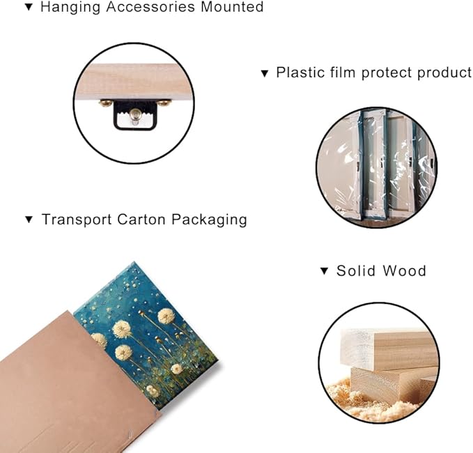 LASMOND Teal Dandelion Wall Art for Living Room Abstract Blowball Canvas Painting Prints Large Flower Floral Grassland Bedroom Decoration Modern Artwork Decor (46x23 Inches)