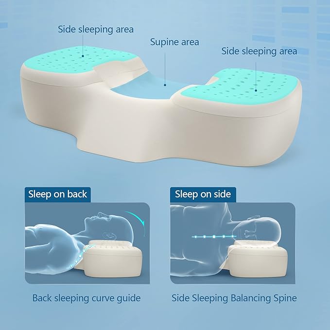 Cervical Pillow for Pain Relief Sleeping, Adjustable Ergonomic Contour Memory Foam Neck Pillow for Sleeping, Orthopedic Neck Support Pillow Bed Pillows (Small Size 23.6Lx13Wx(4.3"-5.1") H)