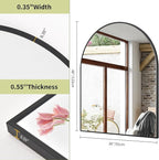 BEAUTYPEAK 36"x48" Arch Bathroom Mirror, Wall Mounted Vanity Metal Frame Mirror for Bedroom, Entryway, Living Room, Black