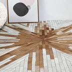 Faux Cowhide Area Rug | Radiating Starburst Pattern Non-Slip Leather Carpet for Western, Farmhouse & Modern Home Décor – Living Room, Bedroom & Office Accent(Tan_10x14)