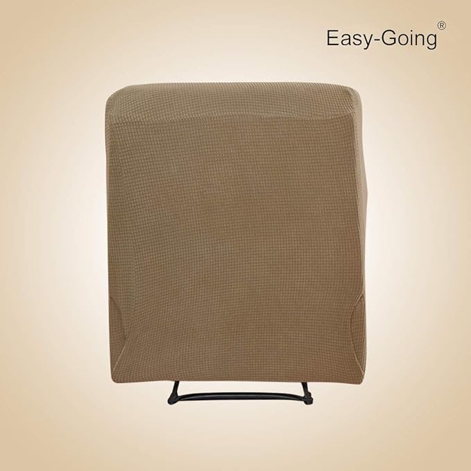 Easy-Going Recliner Stretch Sofa Slipcover Sofa Cover 4-Pieces Furniture Protector Couch Soft with Elastic Bottom Spandex Jacquard Fabric Small Checks(Recliner,Camel) Large