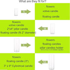 Glass Hurricane Candle Holder Esmiome - Cylinder Vases for Centerpieces 6 Sets (18Pcs) Hurricane Floating Candle Holder, Glass Vases for Flowers, Decorative for Home Wedding, 6'' + 8'' +10''(High)