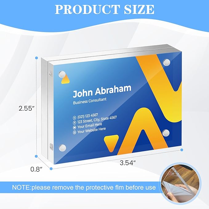 10 Pack Mini Acrylic Picture Frames 2.5 x 3.5 Inch Clear Acrylic Business Card Frame Double Sided Magnetic Photo Block Frames Wallet Size Desktop Display Stand for Office Home