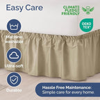 Wrap Around Dust Ruffle Bed Skirt - Beige - for King Size Beds with 24 Inch Drop - Easy Fit Elastic Strap - Adjustable Pleated Bedskirt w/Brushed Fabric - Wrinkle Free - for Women, Men, Kids & Teens