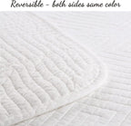 Cozy Line Home Fashions 100% Cotton Square Check Stitch Solid White Quilt Bedding Set, Bedspread Coverlet Lightweight for All Seasons (Maze - White, Queen - 3 Piece)