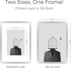 Homeforia A5 Picture Frame Silver, High End Metal 5.8 x 8.3 Frame Matted to 4.1 x 5.8 Art, A5 Frame with Mat A6, 5.8x8.3 Poster Frames, 8.3x5.8 Size Display Frames, Tempered Glass, Wall Kit, Set of 1