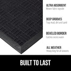 GORILLA GRIP 100% Waterproof All-Season WeatherMax Doormat, 60x24, US Designed Natural Rubber, Stain and Fade Resistant, Low Profile Indoor Outdoor Door Mats, Easy Clean Patio Mat, Midnight Maze