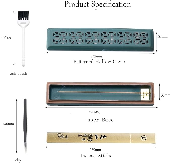 CEREMONY Incense Holder for Sticks，Ceramic Insence-Stick Holder Ash Catcher，Incense Holder Timkburner for Meditation Yoga Spa Room Decor