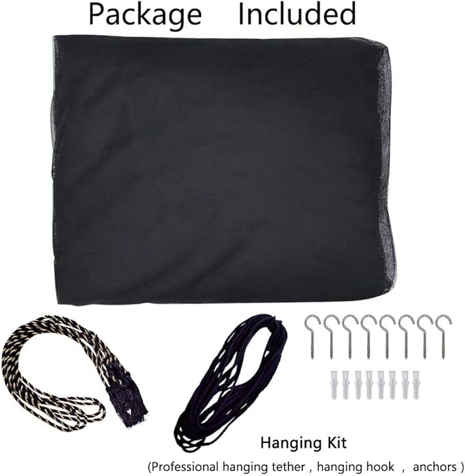 Bed Canopy, Canopy Bed Curtains Bed Drapes for Full Queen King Size Bed Mosquito Net Bed Canopy Curtains for Patio Indoor Outdoor Gothic Room Decor Screen Netting Canopy Curtains Blcak