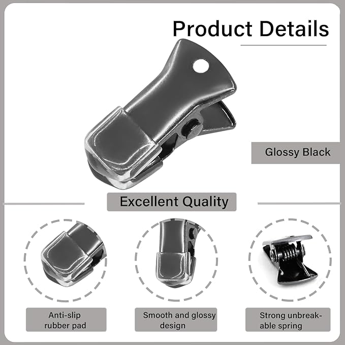 35 Pack Mini Metal Alligator Clips for Crafts Non-Slip Silicone-Coated Retro DIY Badge Small Clips (Glossy Black)