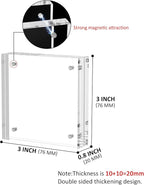 Hexsohoma Square Acrylic Picture Frames 3x3, 4 Pack, Photo Frame for 3x3 or 2x2, Double Sided Thick Frames Desktop Pictures Display Small Tips Holder, Freestanding