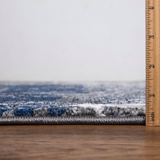 Keen Home Design Area Rugs - 5x8 Non-Shedding, Abstract Rugs for Kitchen, Living Room, Bedroom, Dining Room, Entryway - Size: 5'3" x 7'7", Navy/Grey/White