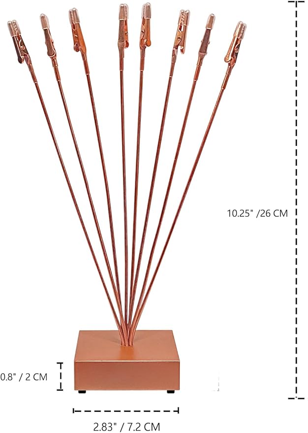 Photo Tree Holder Clip Cube Base,8 - Branch Money Trees Gift Card Holder with Clips,Picture Holder Stand for Christmas Wedding Greeting Birthday Party Gift Rose Gold