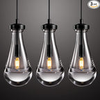 Modern Raindrop Pendant Light Set of 3, Black Kitchen Island Pendant Lights, Teardrop Pendant Lighting Indoor, Suitable for Kitchen Island, Bedroom, Bathroom,Including Bulb