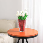 MCMCNCUIU Crystal Vase, Large Crystal Vases for Flowers, Red Large Flower Vase, Modern Glass Vases for Living Room, Bedroom, Kitchen, Dining Table, Mantle, Wedding, 9 Inches