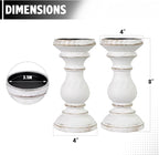 Candle Holder for Pillar Candle Set of 2, Farmhouse Wood Candle Holder, Rustic Wooden Candle Stand, Vintage Wooden Candlestick Holders Decorative for Living Room, Table Centerpiece, Antique White
