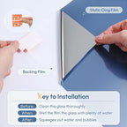 rabbitgoo Window Tint for Home One Way Privacy Window Film See Out Not in Heat UV Blocking Reflective Removable Static Cling Mirror Decorative House Glass Covering, Blue Silver, 23.6 Inch X 6.5 Feet