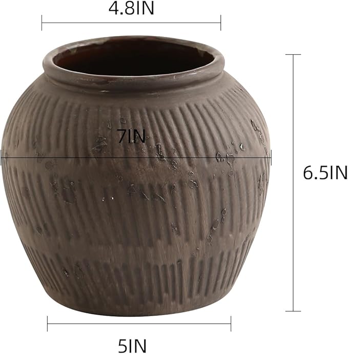 Farmhouse Vase for Home Decor, Vintage Rustic Terracotta Flower Vase Suitable for Home Decor, Living Room, Shelf, Dining Table. ZSHLXM